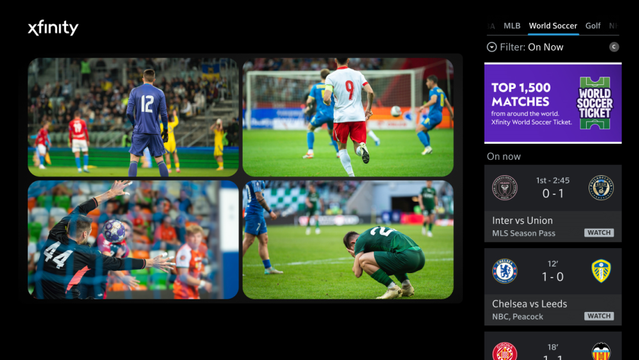 Comcast Xfinity World Soccer Ticket multiview