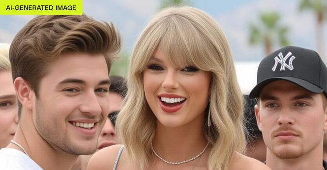 An AI-generated image of Taylor Swift created using GRok’s Imagine feature.